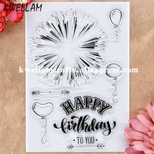 Balloons Fireworks HAPPY Birthday TO YOU Scrapbook DIY photo cards rubber stamp clear stamp transparent stamp 10x15cm KW8070233