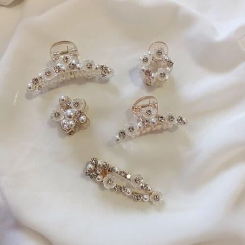 Women Fashion Shell Pearl Hair Clips Girl Luxury Large Back Head Clips Girl Party Hair Claw