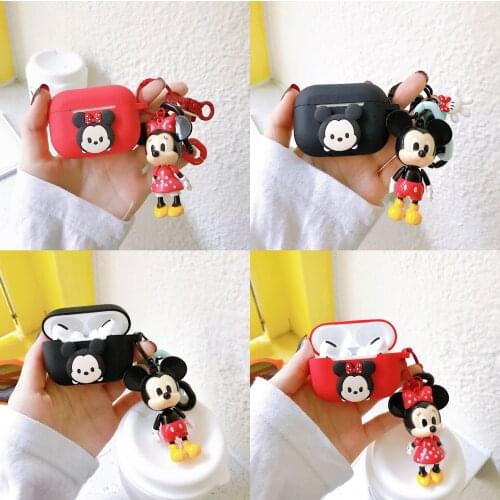 Disney Mickey Minnie Case with Same Style Doll for Airpods 1 2 Pro Protective Bluetooth Wireless Earphone Charging Cover