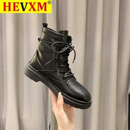 2020 Shoes Lady Boots Flat Heel Round Toe Luxury Designer Ankle Booties Women Boots-women Lace Up Low Heels booties Ladies Rock