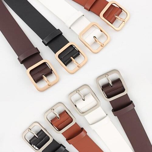 2020 PU Leather Belt Women Square Buckle Metal Pin Buckle Decoration Jeans Belt Adjust Fashion Casual