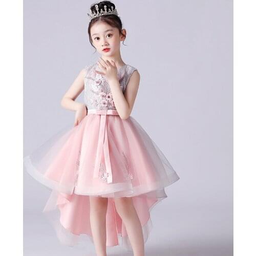 2021 New Hot-Selling Pink Dress Summer Female Vest Princess Dresses Flower Girls Wedding Gauze Dress Piano Performance Costume
