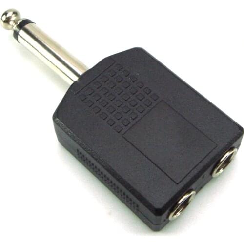 1/4" Stereo Audio Jack Plug Adapter Single Male to Female 6.35mm Dual Mono Stereo Jack Headphone Microphone Y Splitter Converter