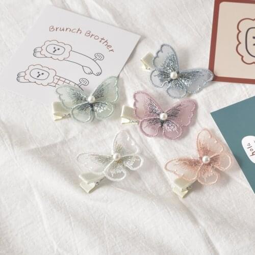 1Pair 2020 Fashion Cute Hair Accessories Girl headwear animal butterfly embroidery Hairpins Headdress hair clip Hair Accessories