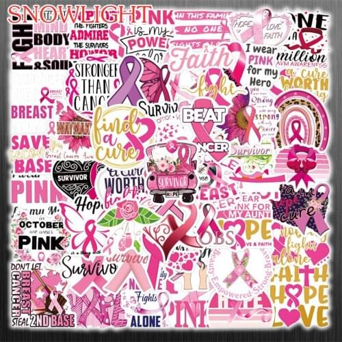 10/50Pcs/set Cartoon Pink Ribbon Prevention Sign Mix Graffiti Stickers For Diy Helmet Luggage Laptop Case Skateboard Phone Kids