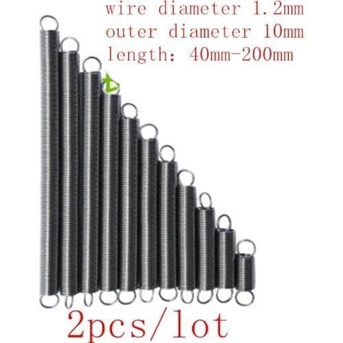 2pc wire 1.2mm outer diameter 10mm Dual Hook Long Expansion Tension Spring Hardware Accessories 304 Stainless length 60mm-150mm