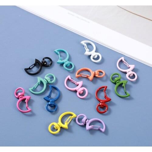 20PCS Colorful Enameled Moon Star Heart Lobster Clasp Keychain Key Chains Rings Hook Dog Buckle Keyrings