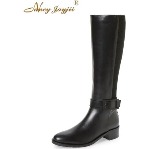 2017 Nancyjayjii Women Winter/Spring Black Fringle Flat Med Heels Knee High Boots Shoes for Woman, botas mujer, plus size 4-16