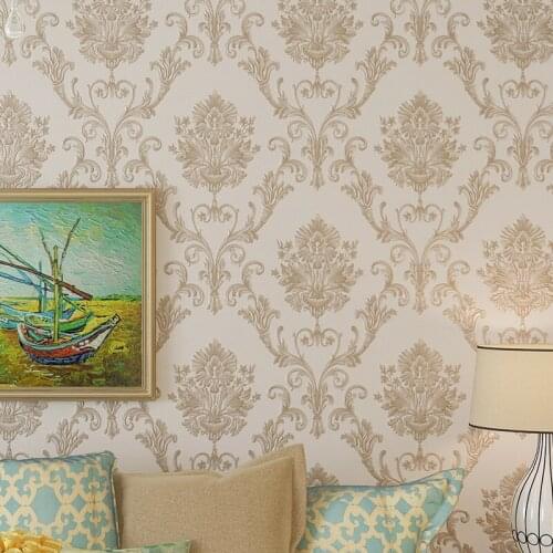 Beibehang European Damascus 4d lacquer nonwoven wallpaper wallpaper living room bedroom TV background wall paper wallpaper