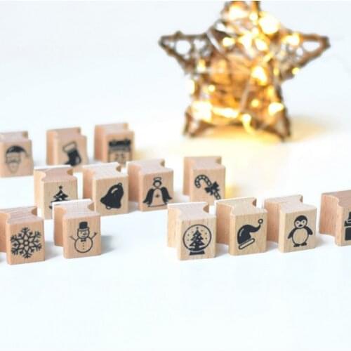 4pcs/Box Happy Christmas Wood Stamp For Stationery DIY Scrapbooking Rubber Card Making Album Decoroation Crafts