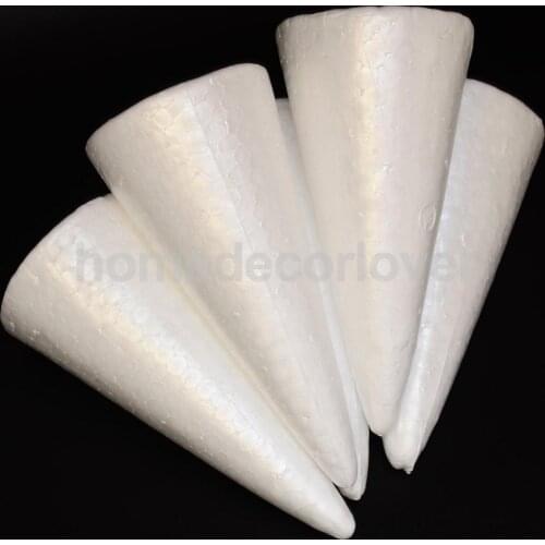 5 Pieces Unfinished Blank DIY Christmas Tree Cone Shape Styrofoam Foam for Modeling Craft DIY 150mm for kids projects