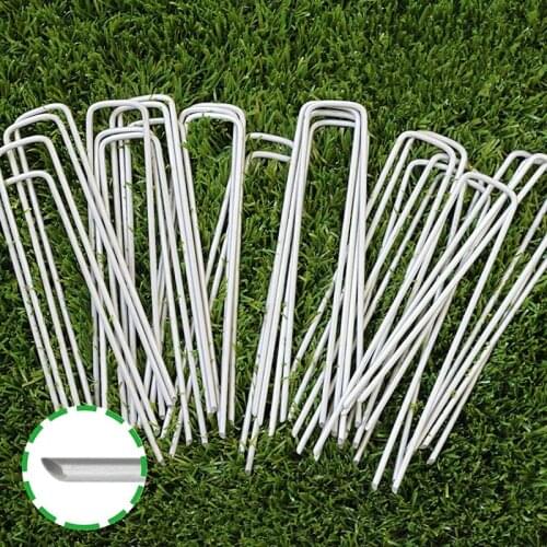 50 Packs Galvanized Steel Garden Stakes Staples for Securing Weed Fabric Landscape Fabric Netting Ground Sheets and Fleece