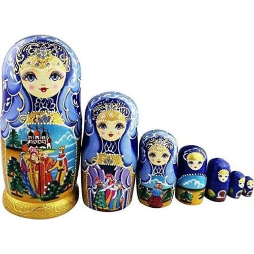 7pcs Russian Matryoshka Nesting Doll Girls Basswood Hand Painted Home Decoration Handmade Crafts Gift for Kids Adults