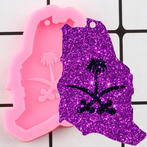 Shiny Saudi Arabia Map Silicone Mold Handmade Charms Molds Polymer Clay DIY Jewelry Making Craft Custom Keychain Mould