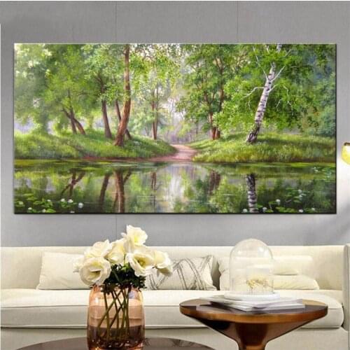 Large Size Picture Forest River Embroidery Diy Diamond Painting Mosaic 5D Full Round Cross Stitch Kits Wedding DecorationZP-4095