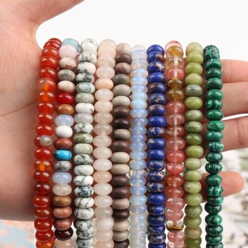 5x8mm Natural Stone Spacer Beads Small Loose Beads Tiger Eye Amethyst Oval Shape DIY Jewelry Necklace Bracelets