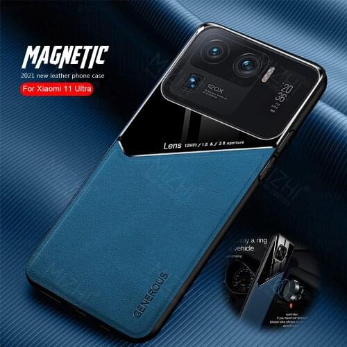 For Xiaomi Mi11 Ultra Case Leather Texture Car Magnetic Phone Case For Xiaomi Mi 11 Ultra 11Ultra Shockproof Back Cover Coque