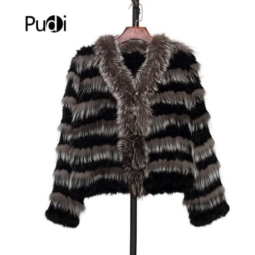 CT7005 knit knitted Real silver fox & real rabbit fur coat jacket overcoat Russian womens winter warm fur coat ourwear