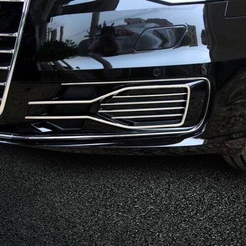 Car Styling Front Fog Lamp Strips Decoration Sticker Trim For Audi A6 C7 2016 Exterior Grille Slats Accessories