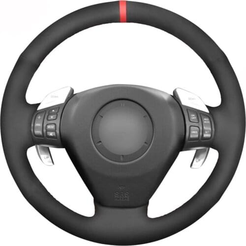 DIY Handsewing Black Suede Red Marker Car Steering Wheel Cover For Mazda RX-8 RX8 2003 2004 2005 2006 2007 2008 2009 2010 2011