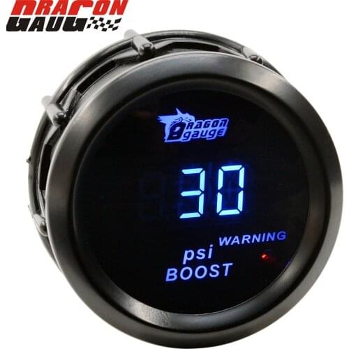 Dragon 2 Inch 52mm Digital LED Auto Turbo With Sensor For Car Boost Gauge -15~30 PSI Meter Warning Light Free Shipping