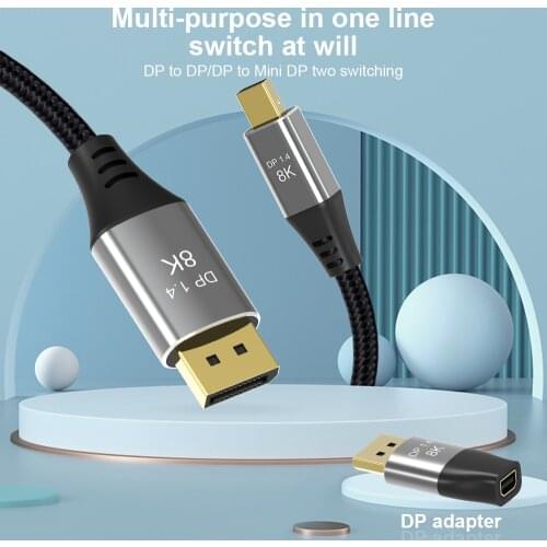 Bidirectional Mini DP 1.4 to DP 1.4 DP to Mini DP Conver cable 8K@60Hz 4K@144Hz With Mini DisplayPort to DisplayPort converter