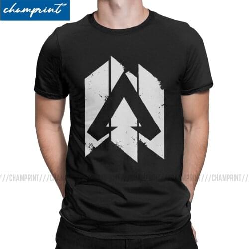 Mens T-Shirt Apex Legends Banner Logo Distressed Novelty Tees Pathfinder Bangalore 80s Game T Shirt Round Neck Tops Adult