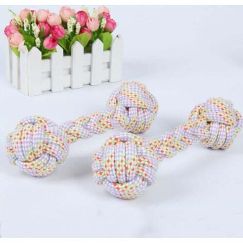 Wear-resistant Nibble Pet Toy Woven Cotton Rope Dumbbell Dog Toy Knot Training Toys
