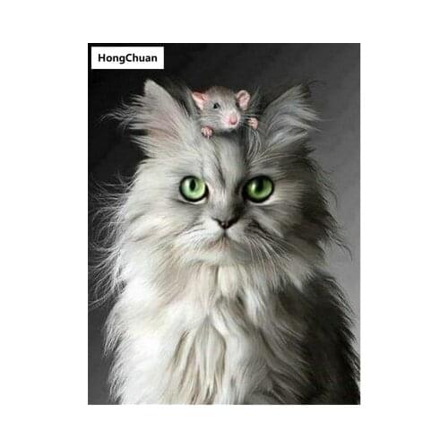 Fast delivery cute cat 5D DIY square/round diamond painting mosaic cross stitch home decoration mural Christmas gift New Year