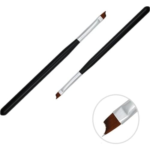 1Pc French Nail Brush Black Handle Meniscus Shape Nail Pen Acrylic Petal Drawing Pen Nail Art Tool