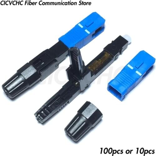 100pcs or 10pcs SC/UPC Field Installation Connector Fast Connector for Drop Cable with Clip Type