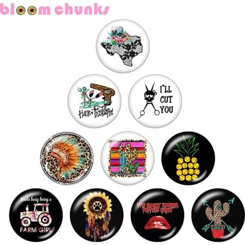 America cactus Dreamcatcher 12mm/18mm glass snap button jewelry Round glass cabochon demo flat back Making findings C1462