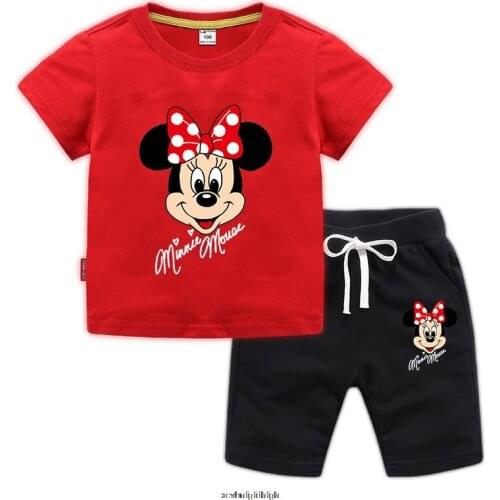 Summer Tracksuit Kids Mickey Clothing Sets Baby Boy T-Shirt Fashion Sports Suits t shirts+Pants 2 Pcs girl Cotton Clothes 2021