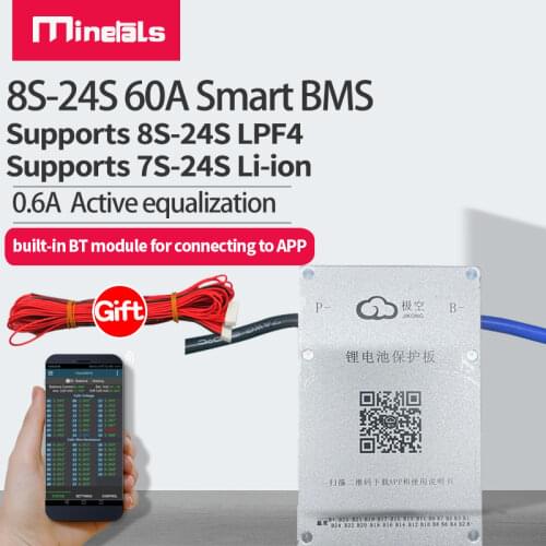 24s 20s 17s 16s 13s 60a smart bms 48v lithium battery bluetooth temperature protection bms