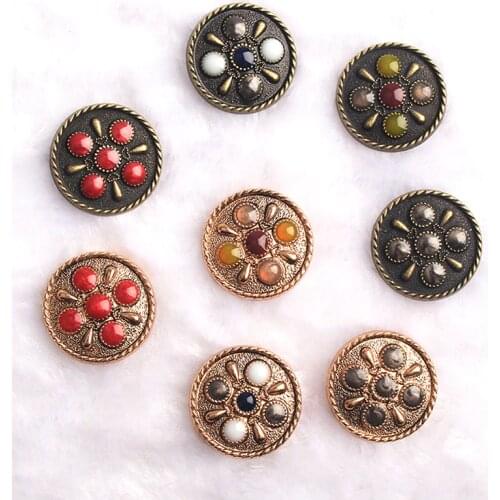 Fashion Women Bronze Dripping oil Buttons for Decorative Clothes Suit Coat Retro Vintage Plastic Garment DIY Sewing Accessories