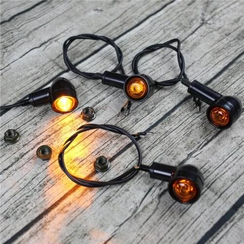 Motorcycle LED Turn Signal Lights Vintage Motorbike Modified Blinkers High Quality 12V Indicators 3C Europe Certificate Black