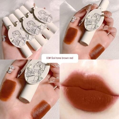 New 2 In 1 Lip Glaze & Blush Velvet Matte Lip Glaze Lipstick Non-marking Lipstick Long Lasting Lip Glaze With Mirror TSLM1