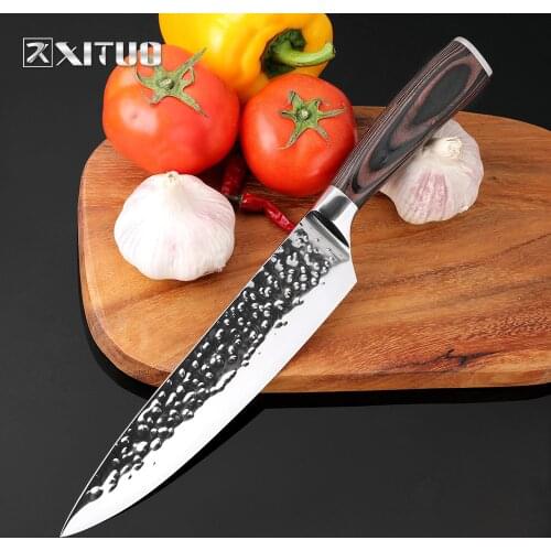 XITUO New Chef Knives 8"inch Handmade Forged 7Cr17Mov Stainless Steel Sharp Kitchen Knife Santoku Filleting Cleaver Slicing Tool