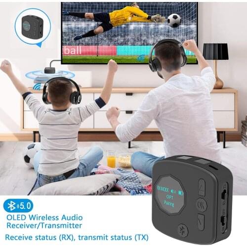 Tebe CSR Bluetooth 5.0 OLED Display Audio Transmitter Receiver 3.5mm AUX Jack SPDIF Interface Stereo Music Wireless Adapter