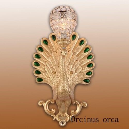 Peacock wall lamp Southeast Asia creative living room bedroom bedside lamp personality European hotel club project wall lamp