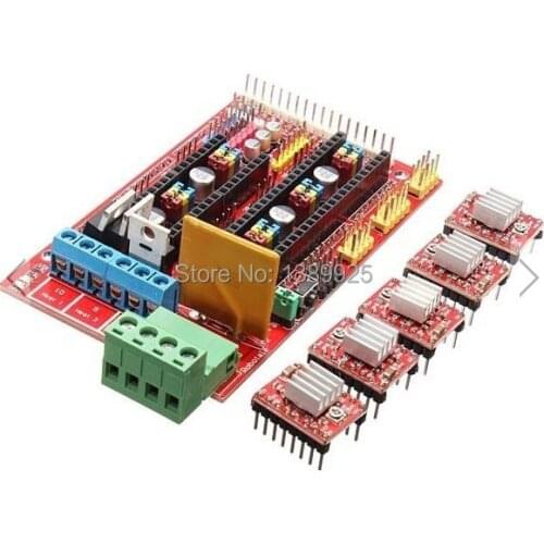 Free Shipping Factory Directly Wholesale 3D Printer Kit RAMPS 1.4 Control Board 5Pcs 4988 Driver With Heat Sink