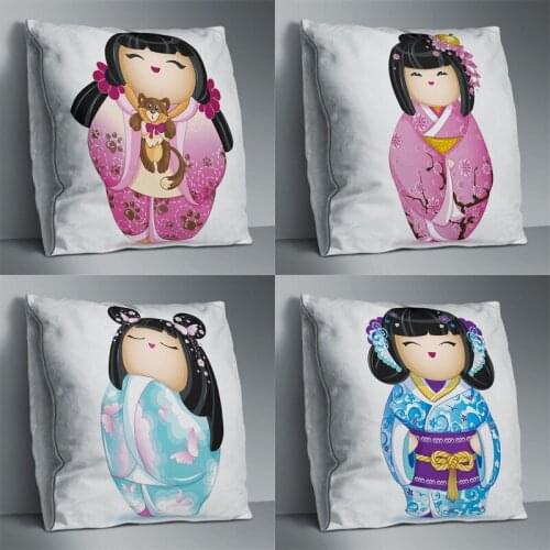 Preety Girl Double Side Print Cushion Cover Polyester Decorative for Sofa Seat Soft Throw Pillow Case Cover 45x45cm Home Decor