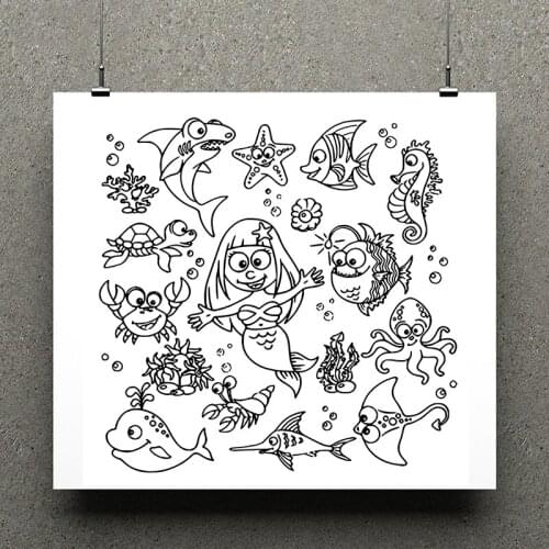 ZhuoAng Mermaid Clear Stamp / Scrapbook Rubber Stamp / Craft Clear Stamp Card / Seamless Stamp