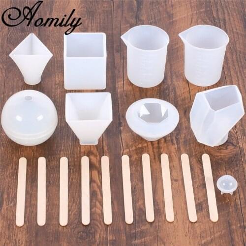 Aomily 18Pcs/set Silicone Resin Epoxy Mold Decoration Accessories Jewelry Molds Cake Molds Crystal Diamond Molds Silicone Mold