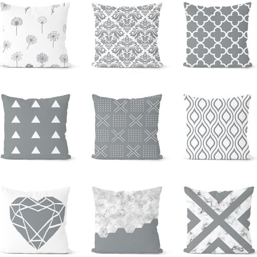 Nordic Gray Geometric Printed Pillow Case Cover Square Polyester Pillowcase 45*45cm Decorative Throw Pillow Case Cover For Home