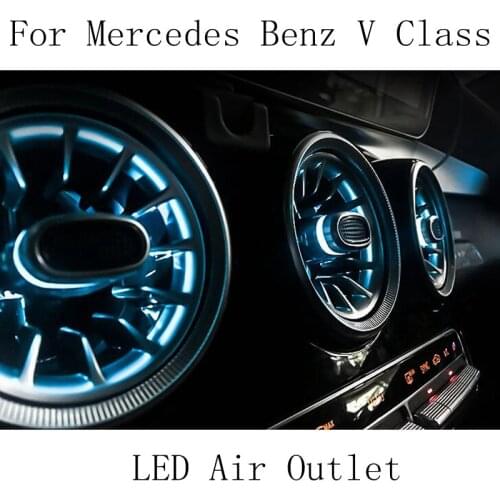 LED Air Outlet For Mercedes Benz V Class W447 Vito V250 Interior Front Console Air Condition AC Vent Outlet Turbo Style Replace