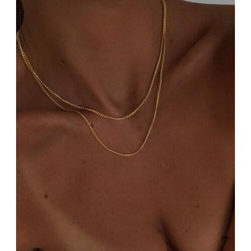 Titanium With 18K Gold Layered Chains Necklaces Women Stainess Steel Jewelry T Show Runway Gown Jewelry Rare INS Japan Korean