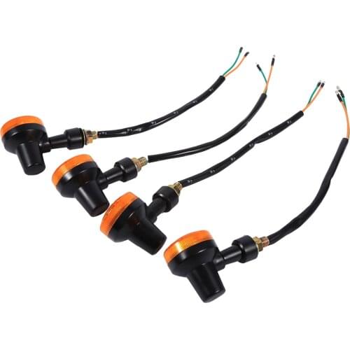Universal 4 Pcs 12V Motorcycle Turn Signal Indicators Blinker Amber Light Bulb ABS Plastic Black Case With Yellow Lense