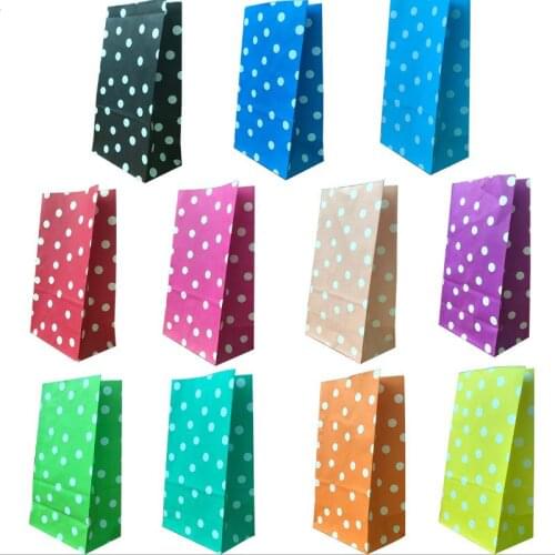 Party Candy Treat Wrap Bag Polka Dot Loot Bags Birthday Wedding Food Paper Bag many colors 250pcs/lot