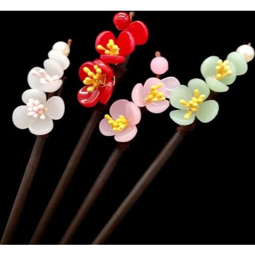 Vintage retro Plum blossom flower pendant hair stick headwear hair accessories